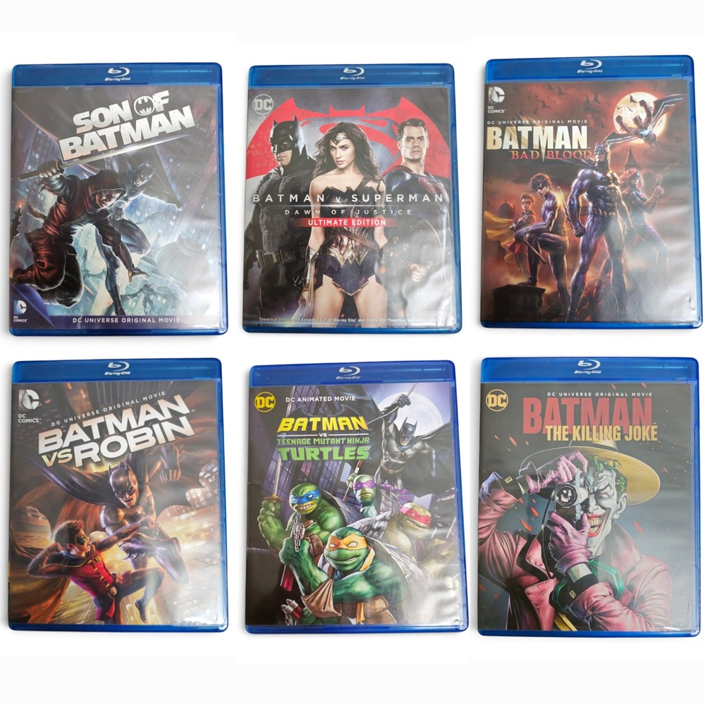 DC Comics Batman DVD Movie Lot of 6 Good Joker Superman TMNT Robin DVDs Only
